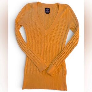 Y2K American Eagle era V-Neck Cable Knit Women's Sweater - Yellow